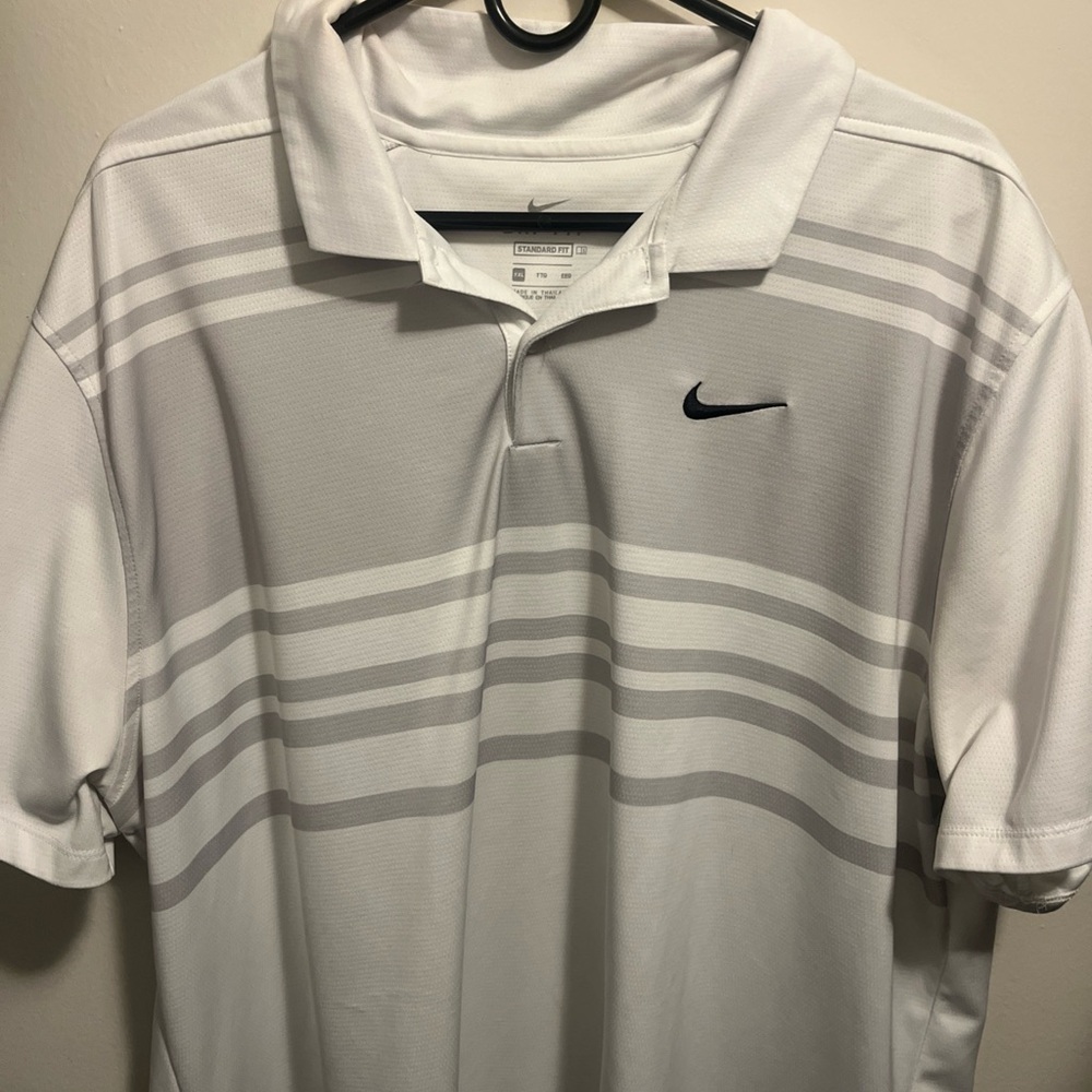 Nike Men's Polo Shirt with Gray Stripes